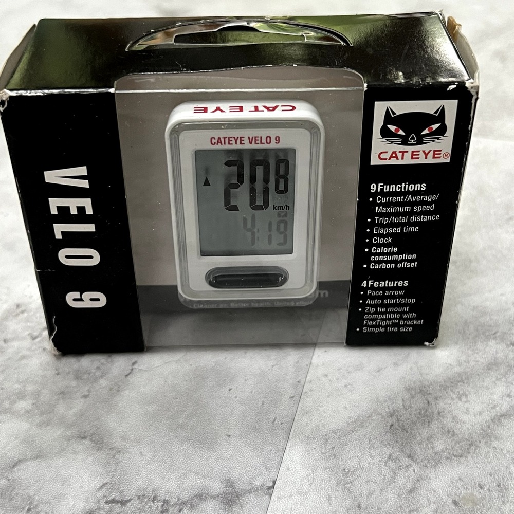 Cateye Velo 9 CC-VL820 White Digital‎ Function Wired Cycle Computer NIB